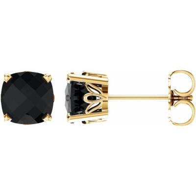 14K Yellow Gold Onyx Earrings