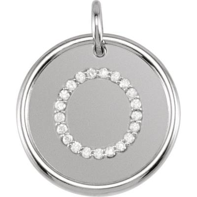 Ladies 14K White 1/10 CTW Diamond Initial O Pendant