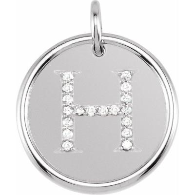 Ladies 14K White 1/10 CTW Diamond Initial H Pendant 