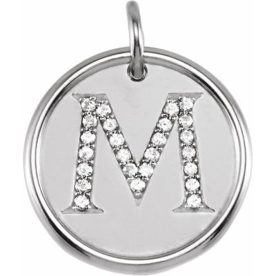 Ladies 14K White 1/8 CTW Diamond Initial M Pendant