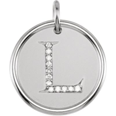 Ladies 14K White .06 CTW Diamond Initial L Pendant