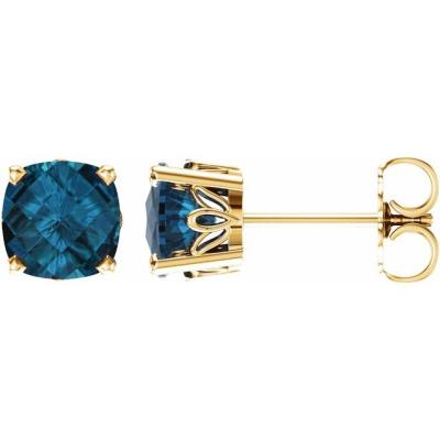 14K Yellow Gold London Blue Topaz Earrings