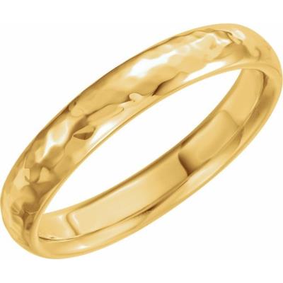 14K Yellow Gold 4 mm Half Round Hammer Finish Band Size 5.5