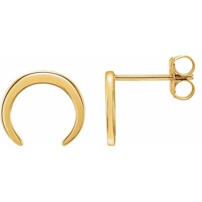 14K Yellow Gold Crescent Earrings 