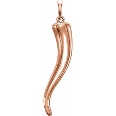 14K Rose 21.7x4.2 mm Italian Horn Pendant