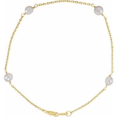 14K Yellow Gold 4-4.5 mm  Freshwater Cultured Pearl Youth 6" Bracelet
