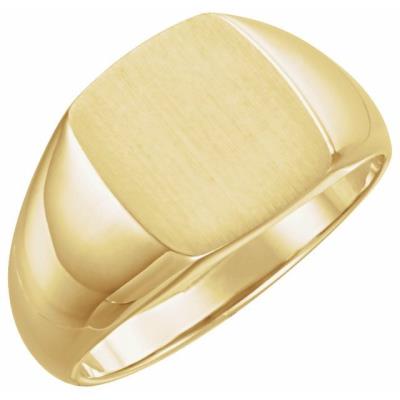 Mens 14K Yellow Gold 13x12 mm Rectangle Signet Ring
