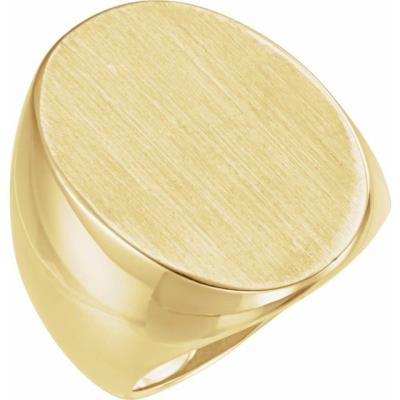 Mens 14K Yellow Gold 27x19 mm Oval Signet Ring
