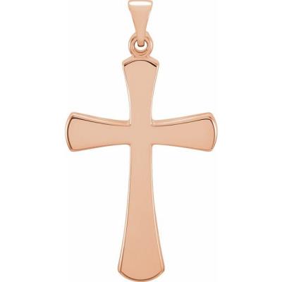 14K Rose 19.3x11.4 mm Cross Pendant