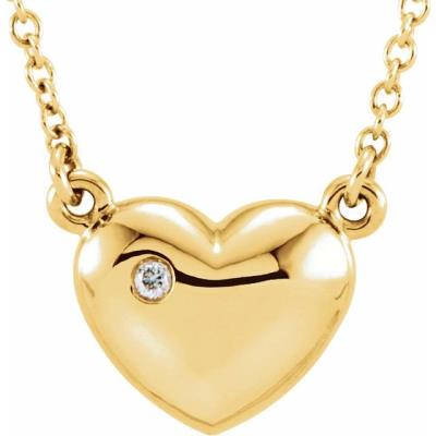 14K Yellow Gold .01 CTW Diamond Heart 16.5" Necklace