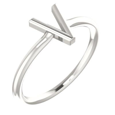 Ladies 14K White Initial V Ring