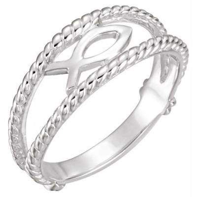 Sterling Silver Ichthus (Fish) Chastity Ring Size 7