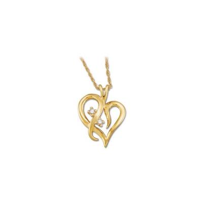 14K Yellow Gold .03 CTW Diamond Heart 18" Necklace 
