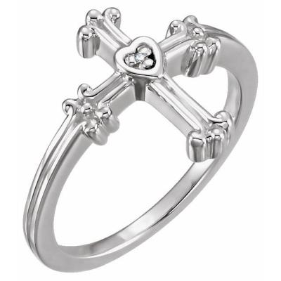 Sterling Silver .005 CTW Diamond Cross Ring