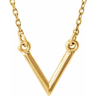14K Yellow Gold "V" 16.5" Necklace