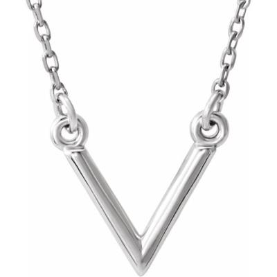 14K White "V" 16.5" Necklace