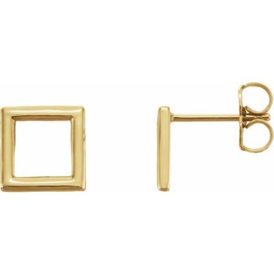 14K Yellow Gold Square Earrings 