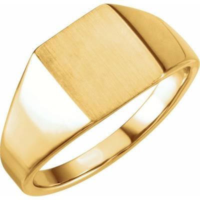 Mens 14K Yellow Gold 11x10 mm Rectangle Signet Ring