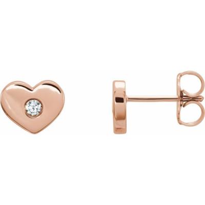 Ladies 14K Rose .06 CTW Diamond Heart Earrings