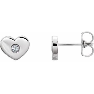 Ladies 14K White .06 CTW Diamond Heart Earrings