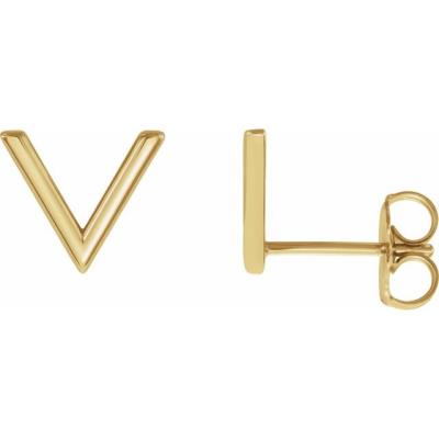 14K Yellow Gold "V" Earrings