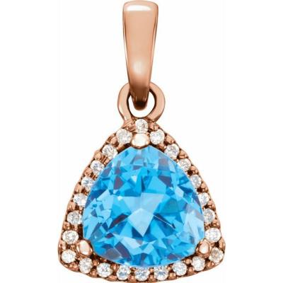 14K Rose Swiss Blue Topaz & 1/10 CTW Diamond Pendant