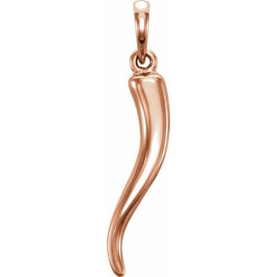14K Rose 31.5x5.9 mm Italian Horn Pendant
