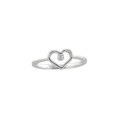 14K White .02 CT Diamond Heart Ring