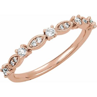 14K Rose 1/5 CTW Diamond Granulated Stackable Ring Size 7