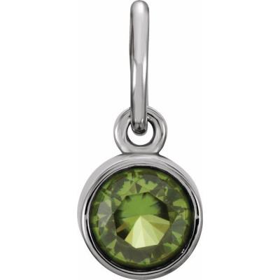Ladies 14K White 4 mm Round Imitation Peridot Birthstone Charm