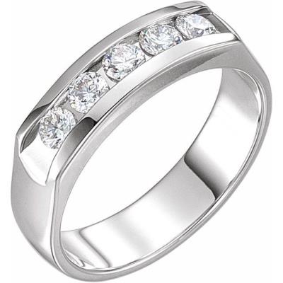 Mens 14K White 3/4 CTW Diamond Band