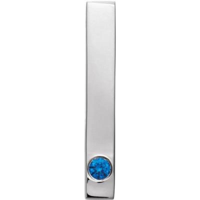 Sterling Silver Blue Sapphire Family Engravable Bar Slide Pendant