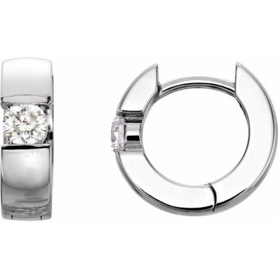 14K White 1/4 CTW Diamond Hinged Earrings