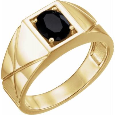 Mens 14K Yellow Gold Onyx Ring