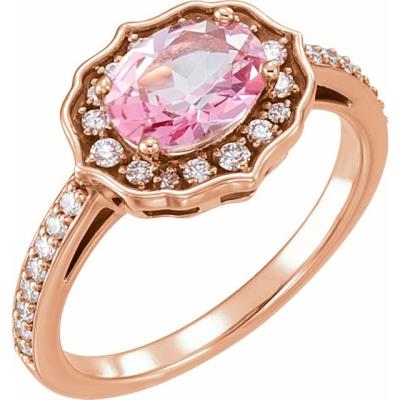 Ladies 14K Rose Baby Pink Topaz & 1/3 CTW Diamond Ring