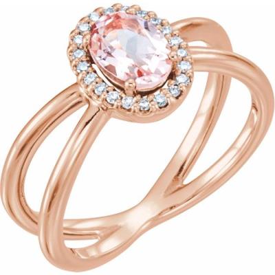 Ladies 14K Rose Morganite & .08 CTW Diamond Ring