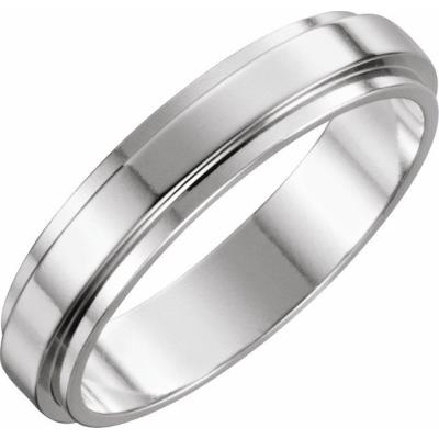 14K White 5 mm Flat Edge Band Size 9