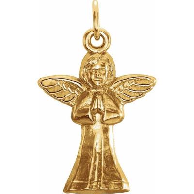 14K Yellow 18x13 mm Praying Angel Pendant 
