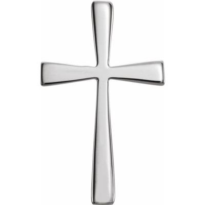 14K White 18x11 mm Cross Pendant