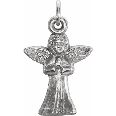 Sterling Silver 14x10 mm Praying Angel Pendant 