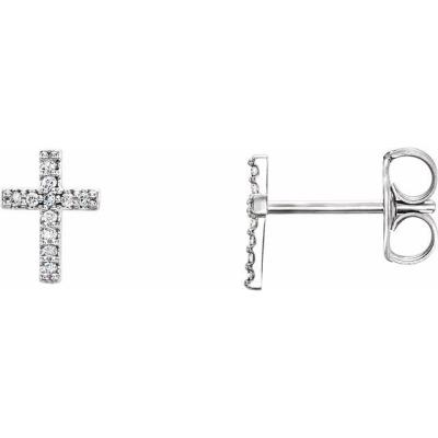 Ladies 14K White .05 CTW Diamond Cross Earrings