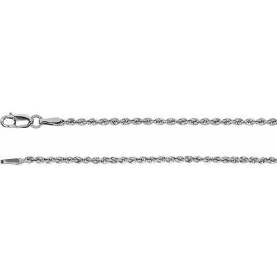 14K White 1.85 mm Rope Chain 18" Chain
