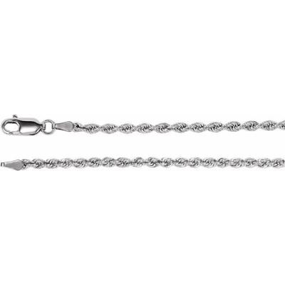 14K White 2.5 mm Rope 20" Chain