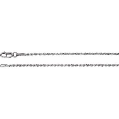 14K White 1.6 mm Diamond-Cut Rope 20" Chain