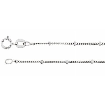 Sterling Silver 1 mm Solid Beaded Curb 16" Chain  