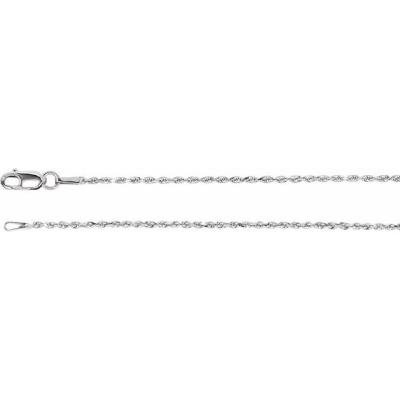 14K White 1.3 mm Diamond Cut Rope 18" Chain
