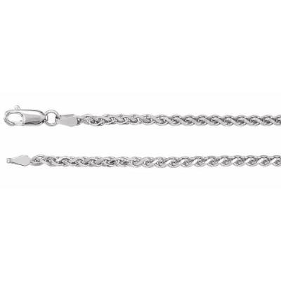 Ladies 14K White 2.75 mm Diamond Cut Wheat 7" Chain
