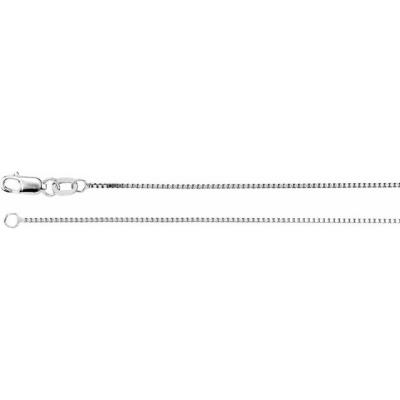 14K White .75 mm Box 18" Chain