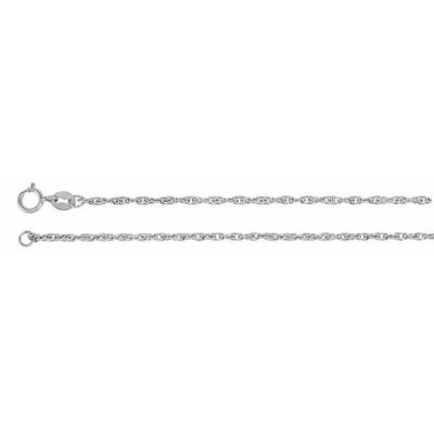 14K White 1.75 mm Solid Rope 20" Chain
