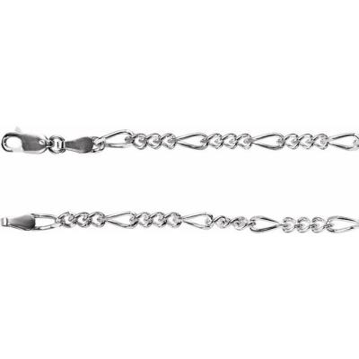 Ladies Sterling Silver 3.5 mm Figaro 7" Chain